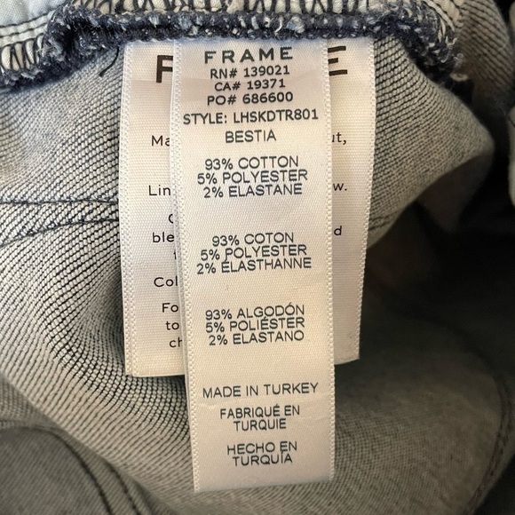 Frame Le High Double Triangle Raw Hem Ankle Skinny Jeans In Bestia, Size 29 - Picture 12 of 13